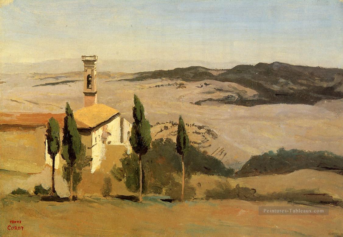 Volterra Church et Bell Tower plein air romantisme Jean Baptiste Camille Corot Peintures à l'huile